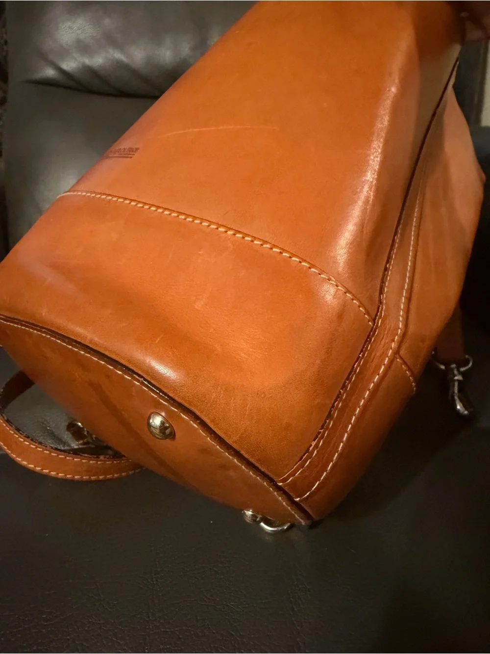Dooney & Bourke Vintage Brown Leather Sling Backpack Bag